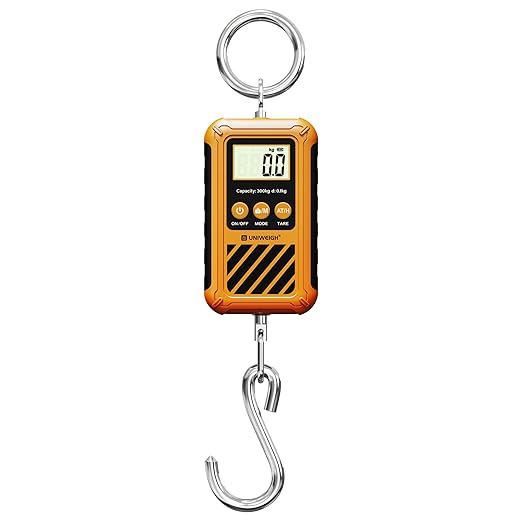 UNIWEIGH Digital Hanging Scale,Mini Crane Scale 300kg/660lb,Postal Luggage Scale with LCD Display,Portable Handheld and Large Hook,Deer Scale with Hold &Tare Function for Garage Farms Hunting Fishing