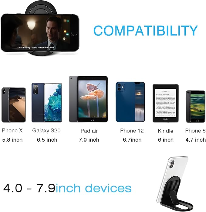 Cell Phone Stand [6 Pack], Adjustable Desktop Phone Holder for Desk, Foldable Travel Accessories, Portable Multi-Angle Dock Compatible with iPhone 17 16 15 14 Pro Max, Kindle, All Smartphones - Black