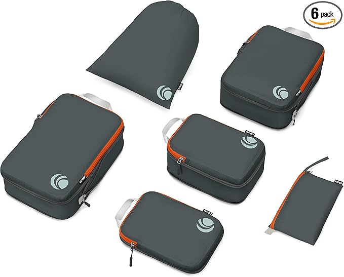 Cipway Compression Packing Cubes Set, Ultralight Expandable Travel Packing Organizers for Carry on Luggage (Grey 6pcs)