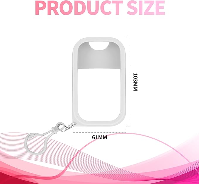 2PCS Silicone Case Compatible with Hand Sanitizer Spray, Protective Case with Keychain for Power Mist and Glow Mist 1.69fl.oz, Hand Sanitizer Spray Accessory (White & Pink)