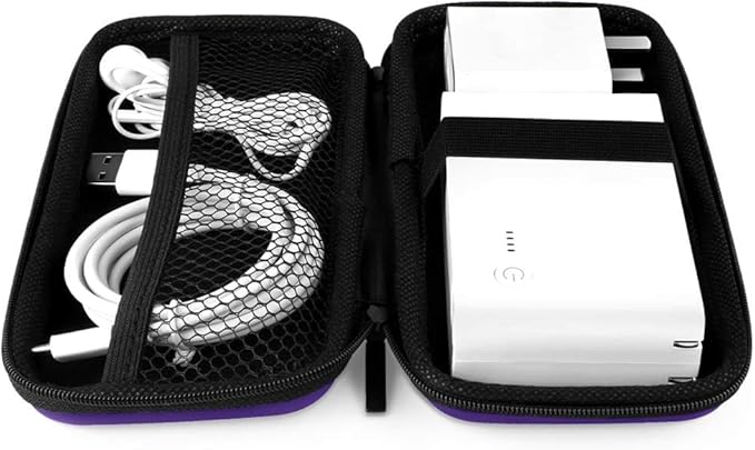 iMangoo Travel Essential Electronics Organizer Pouch Charger Case, Shockproof Dual Zipper Power Bank Cables Tech Accessories Purse, Men & Women Travel Must Have Storage Bag, 6.5x3.2x1 inch Purple