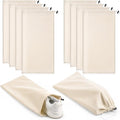 8 PCS Single Shoe Bags for Traveling, 9.1×17.7 Inch Travel Shoe Bags for Packing in Suitcase Velvet with Drawstring Shoes Storage Bag Dust-Proof for Women and Men, Travel and Home Storage-Beige