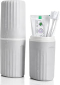 Toothbrush Travel Case, 2 in 1 Compact Travel Toothbrush Holder with Mouthwash Cup, Portable Toothbrush and Toothpaste Travel Case for Camping, Business Trip, School, Bathroom