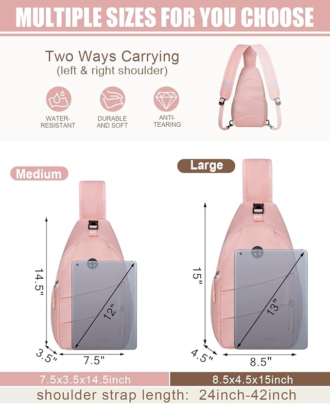 Pritent Crossbody Bags for Women Men Trendy Sling Bag Backpack Casual Chest Bag with Convertible Shoulder Strap