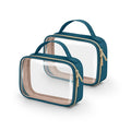 Wedama TSA Approved Toiletry Bag, 2 Pack Clear Makeup Bags with Handles, Quart Size Clear Toiletry Bags, PVC Cosmetic Bag for Women and Men, Carry on Airport Airline Compliant Bag, Til Blue