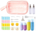 Travel Cosmetic Case Toiletry Bag with Zipper Refillable Silicone Kit Toiletry Bottles、Squeeze Toiletry Bottles Leakproof Accessories for Toiletries Shampoo Lotion Body Wash (BPA Free)