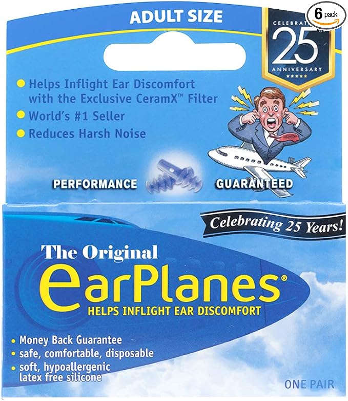 EarPlanes Ear Plugs 1 Pair (Pack of 6)