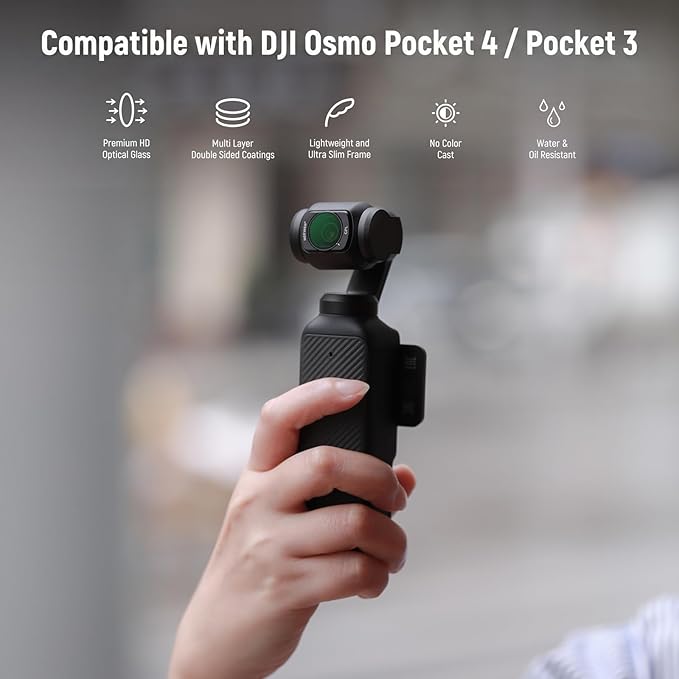 NEEWER Magnetic ND CPL UV Filter Set Compatible with DJI OSMO Pocket Pocket 4 & 3, 6 Pack UV Neutral Density ND16 ND32 ND64 ND256 Circular Polarizing Filters, Coated HD Optical Glass/Aluminum Frame