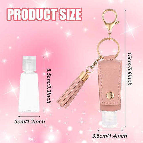 12Pcs Hand Sanitizer Keychain, 30ml Portable Leather Hand Sanitizer Holder Travel Size Keychain Refillable Bottle for Toiletry Lotion Liquid Soap Shampoo (12 Colors)
