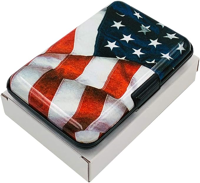 BFL RFID Credit Card Holder for Women or Men, Theft Proof Credit Card Holder, Slim Design Fits in Pocket (Flag)