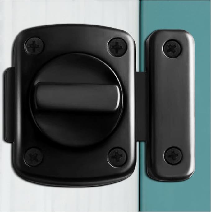 Inner Door Reinforcement Locks Latch, Door Bolt Door Safety Lock from Inside, Single Door French Door Lock, Extra Door Lock from Inside Suitable for Bedrooms, Bathrooms, RV, Black
