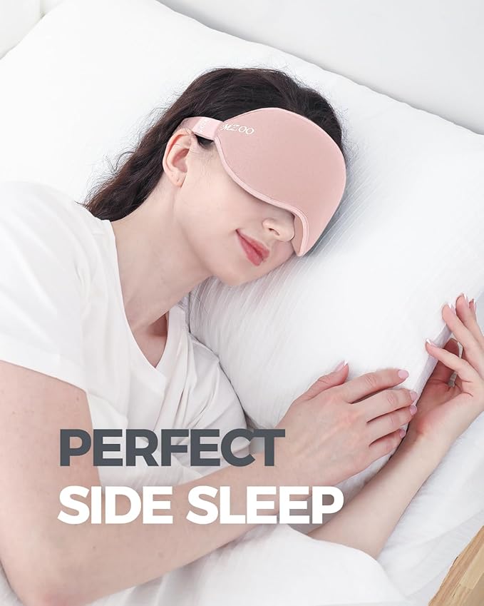 MZOO Luxury Sleep Mask for Back, Side Sleeper, Complete Light Blocking Sleeping Eye Mask Night Blindfold, 3D Zero Pressure & Lash Friendly, Breathable Soft Eye Cover Flight Nap Travel