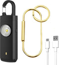 Personal Safety Alarm, 130dB Rechargeable Self Defense Siren with LED Strobe Light, USB-C Emergency Keychain Alarm for Women Kids Elderly (Black)