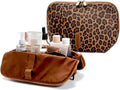 THE VERTI-Vertical Waterproof Makeup & Toiletry Bag | 23-Pocket Organizer with Upright, Fold-Down Design for Skincare, Toiletries & Essentials (Leopard, Large)