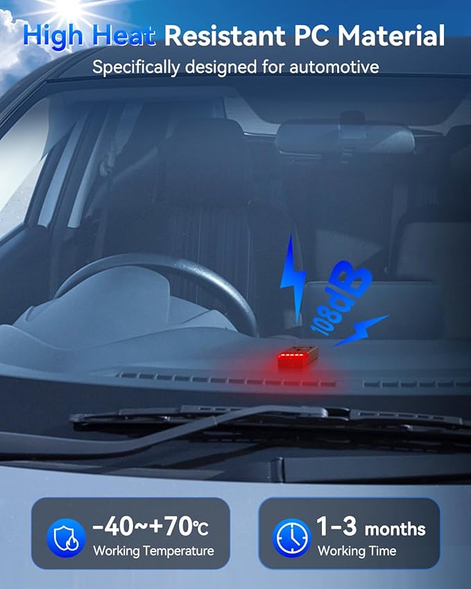 Car Security Alarm with Wireless Remote, 108dB Loud Siren, 3-Level Sensitivity, Vibration Sensor for Anti-Theft, Universal for Sedan, SUV, Truck (Upgrade 4.0)