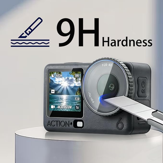 7-in-1 Accessories Kit for DJI Osmo Action 6, Included 2 Pack 9H Hardness Tempered Glass, Carrying Portable Storage Case with Carabiner Clip, Black Silicone Case
