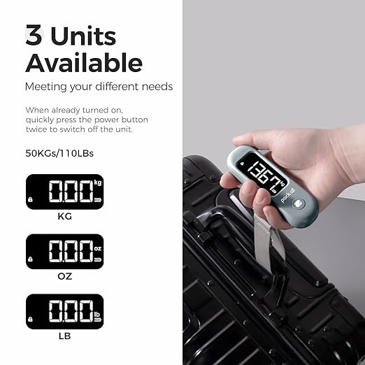 pack all 110 Lbs Luggage Scale, Digital Handheld Baggage Scale, Travel Suitcase Weight Scale with LCD Display, Battery Included, Rock Grey