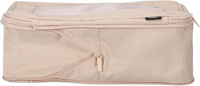 HARFINGTON Compression Packing Cube for Suitcases 34x26x13cm Lightweight Luggage Organizers Bag Travel Essentials Compression Bags for Carry on Suitcases, Beige