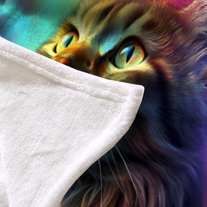 Lovely Cat Throw Blanket, Galaxy Fleece Blanket for Couch Bed Sofa, Fantasy Blankets and Throws, Cat Theme Super Soft Cozy Plush Flannel Blanket 40x50, Decor & Gift