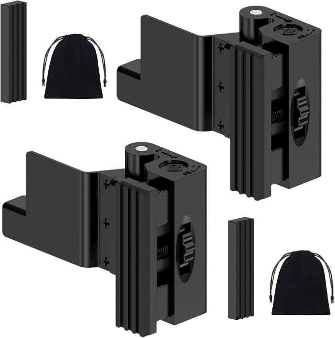 Upgraded Portable Security Door Reinforcement Lock - No Drilling Flip Lock Latch Prevents Unauthorized Entry Fits Inward-Opening Doors, Apartment, Hotel, Travel (Black-2 Pcs)