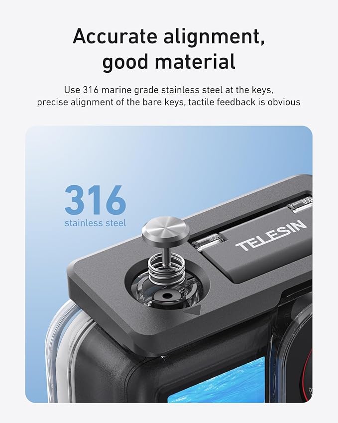 TELESIN Waterproof Case Combo for Action 6 Underwater Housing Shell Cage + Floating Stick 60M/196FT Deep Diving Scuba Snorkeling with Quick Release Bracket Screw Action 6 Accessories