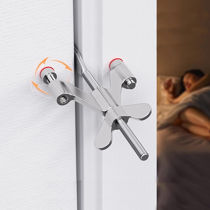 Portable Door Lock Home Security Hotel Door Locks (Silver Wing)