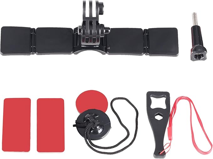 QKOO Motorcycle Helmet Chin Mount Kit for GoPro Hero 13, 12, 11, 10, 9, 8, 7, 6, 5, 4, Session, 3+, 3, 2, 1, Hero (2018), DJI Osmo Action, AKASO, SJCAM, Action Cameras