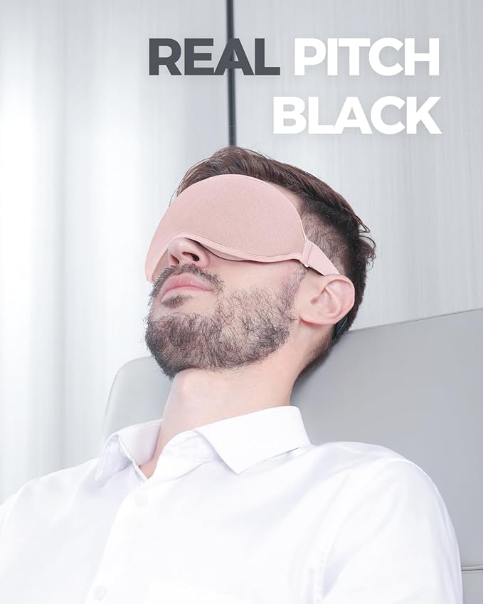 MZOO Luxury Sleep Mask for Back, Side Sleeper, Complete Light Blocking Sleeping Eye Mask Night Blindfold, 3D Zero Pressure & Lash Friendly, Breathable Soft Eye Cover Flight Nap Travel