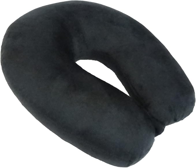 Wolf Essentials Adult Cozy Soft Microfiber Neck Pillow for Travel – Compact, Machine Washable - Perfect for Airplane, Car, or Home Use - Filled and Finished in The USA – Black