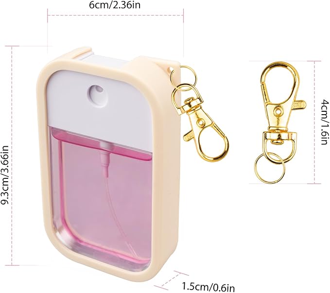 TERPINK Silicone Case Compatible with Touchland Hand Sanitizer Spray, Protective Case with Keychain for Spray 1 fl oz (Blush Beige, 1 Pack)