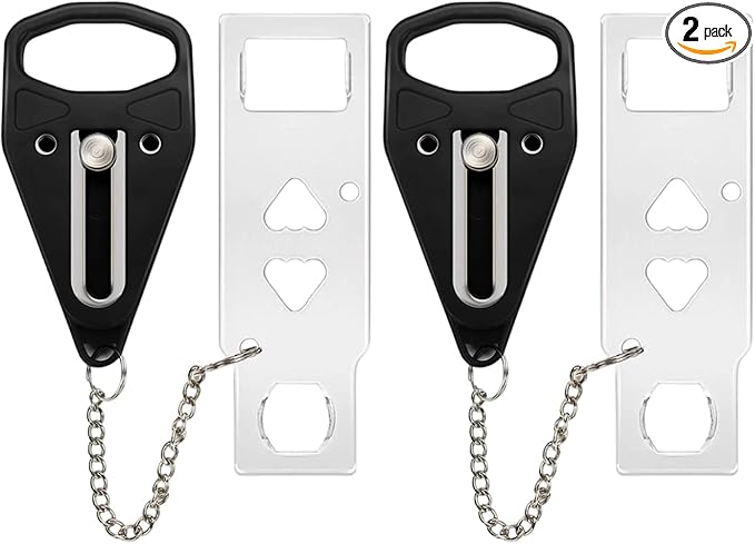 Portable Door Lock 2-Pack – Extra Lock for Home, Hotel & Apartment, Prevent Unauthorized Entry, Enhance Privacy & Safety While Traveling, Protect Family Security (2Black)