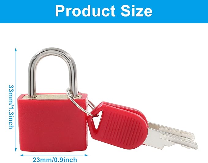 Waziaqoc 12 Pcs Luggage Locks with Keys, Small Suitcase Padlock, Mini Metal Padlock for Travel Bags, School Gym Locker, Toolbox