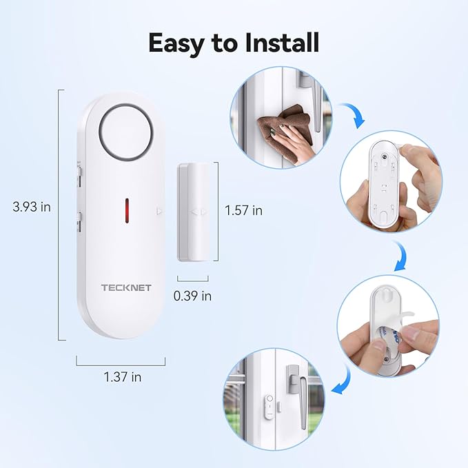 TECKNET Door Alarms for Kids Safety, Window Alarm Pool Alarms Door Alarm for Home Security, 2-in-1 Alarm & Chime, 3-Level Volume Control, Wireless Alarm for House Hotel Cars Sheds Caravans (9 Pack)
