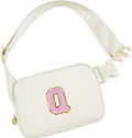 Uygafly Personalized Belt Bag for Women Girls - Fashion Mini Waist Packs with Adjustable Strap - Trendy Travel Fanny Pack Crossbody Bags with Initial Letter - Teen Gifts | Cream,Q
