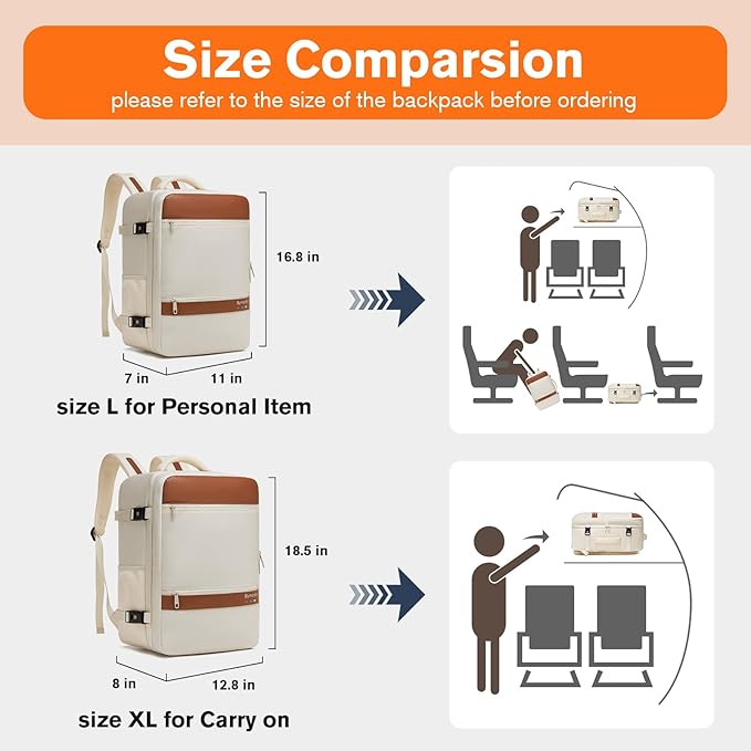 Practical Laptop Backpack, Next-Gen Bag for School Work Leisure & Travel, Luggage-Style Fashional Pack (Beige, 35L)