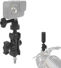 Camera Mount with 360°Dual Ball Head, Motorcycle Handlebar Mounting Bundle Kit for lnsta360 X5/X4/X3/ Gopr0//LED Light, 1/4"-20 & Tripod Adapter, Action Camera Mount Adapter for M8 Hole Base,75018