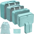 7-Piece Travel Packing Cube Set, Waterproof Luggage Organizers with Shoe Bag, (Blue)