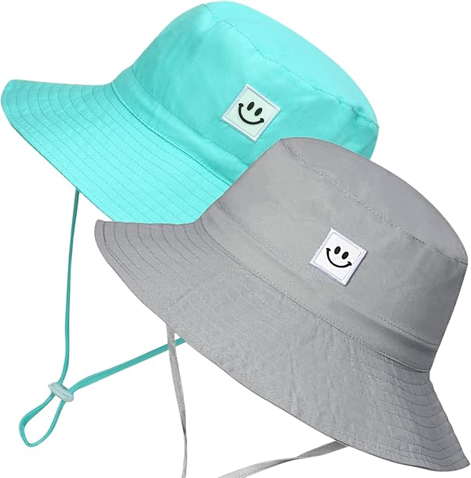 55cube UPF 50+ Baby & Toddler Sun Hat, Wide Brim Infant Bucket Hat for Beach & Outdoors, Adjustable Fit for Ages 0-4 Years
