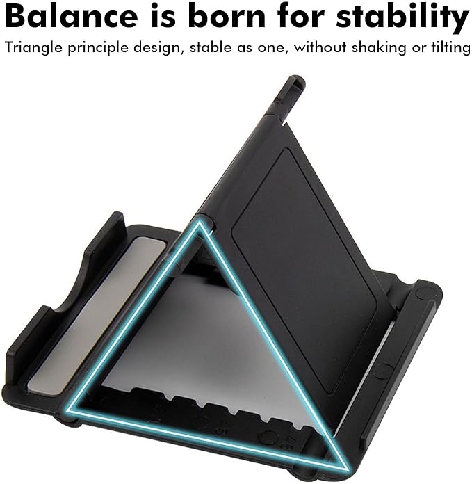 Portable Cell Phone Stand Holder for Desk, 【5 Pack】 Foldable Pocket-Sized Adjustable Mount, Universal Desktop Kickstand Compatible with iPhone, iPad, Kindle & Android Devices (fiveBlack)
