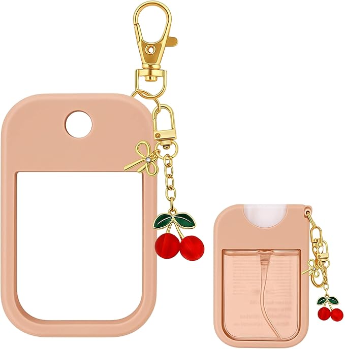 SAANG & JAT Hand Sanitizer Spray Case Compatible with Touchland, Silicone Holder Cherry Keychain for Touch Land Mist Case