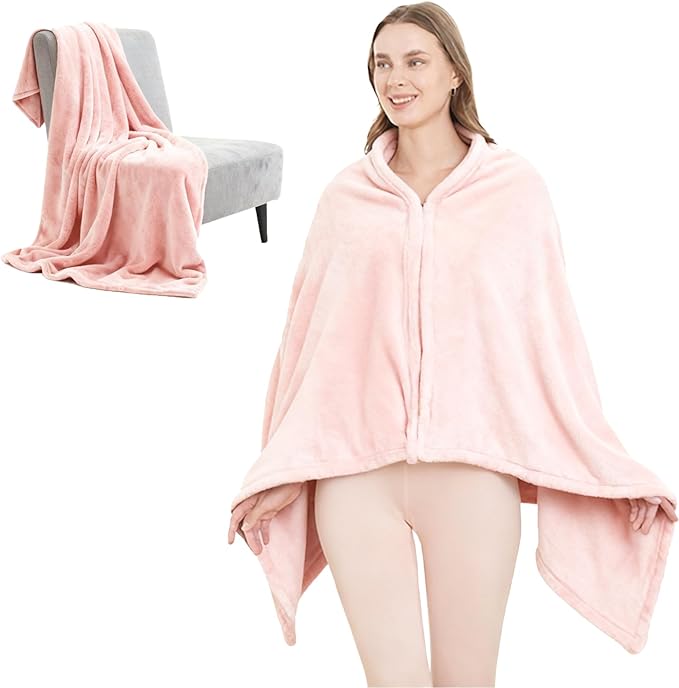 SNZ Wearable Blanket for Womens and Mens, Comfy Flannel Poncho, Snuggie Warm Shawl Wraps for Women, Birthday Gift Ideas