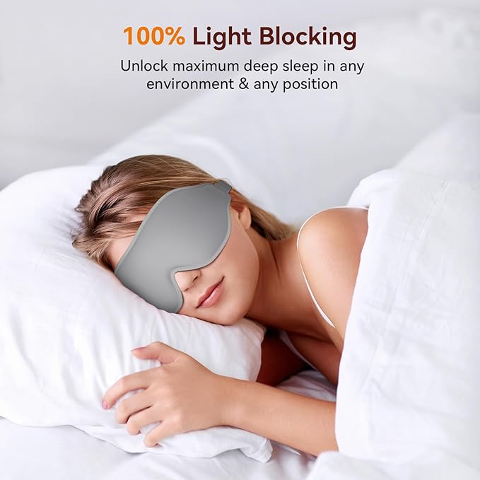 EVA BELLE Sleep Mask, Light Blocking Eye Sleeping Mask for Women Men, Adjustable 3D Memory Foam, Adjustable