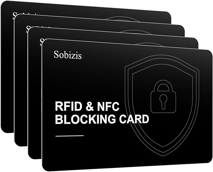 RFID Blocking Card, Slim Contactless NFC Debit Credit Card Protector for Wallets,Safe Card RFID Cards Blocker, Anti-Theft for Credit Card Passort ID Card, Travle Accessories for Men & Women (4)