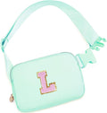 Uygafly Belt Bag Fanny Pack Crossbody Bags with Initials Letter Patch Cute Stuff Birthday Gifts for Teenager Girls Trendy Stuff for Teens | Light Green,L