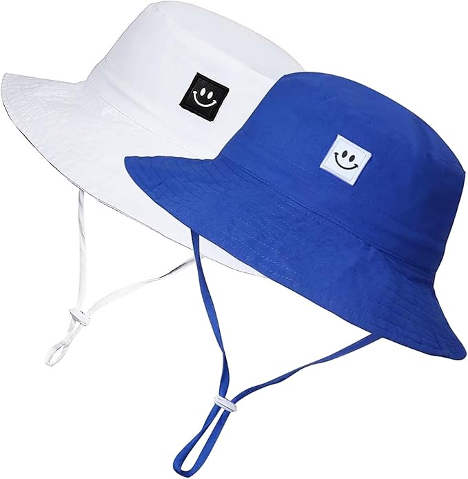 55cube UPF 50+ Baby & Toddler Sun Hat, Wide Brim Infant Bucket Hat for Beach & Outdoors, Adjustable Fit for Ages 0-4 Years