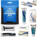 Travel Toiletry Kit, Hygiene Kit with Shaving Supplies for Travel, Business & Charity with Reusable Toothbrush, Bath Soap & Other Essential Toiletries, 5-Pack (GO300)
