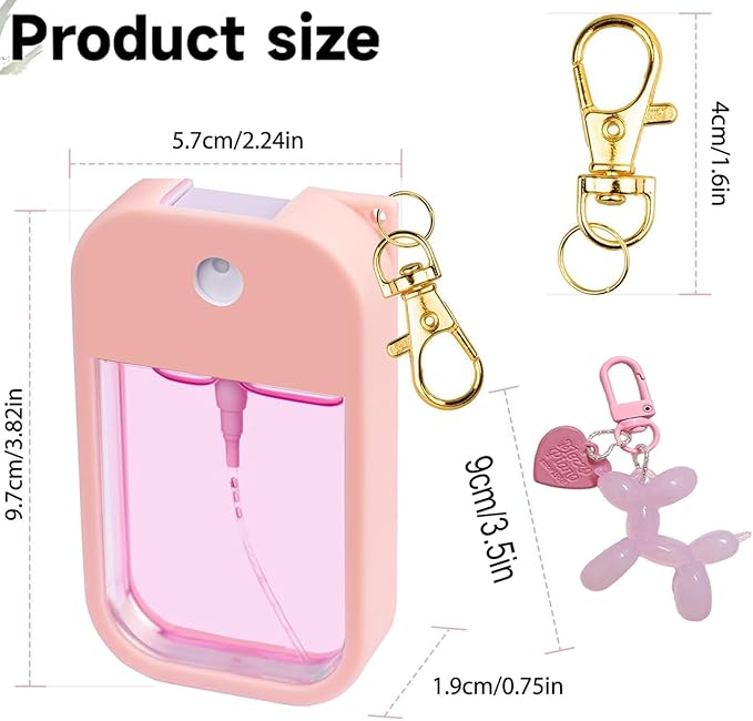 Silicone Case for Touchland Hand Sanitizer Spray with Keychain, Compatible with Power Mist & Glow Mist 1 FL Oz/30ML for Touchland Case, Hand Sanitizer Accessory-Pink