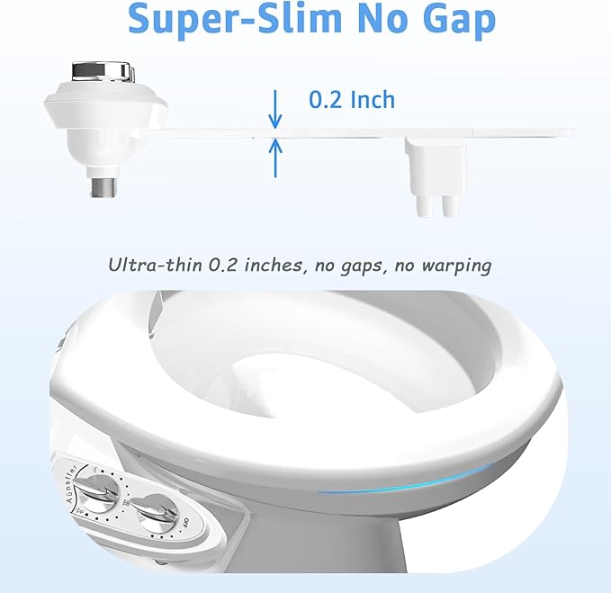 Aünsffer Bidet Toilet Attachment,Non-Electric 3 Wash Modes, Adjustable Water Pressure, Cold Water, White