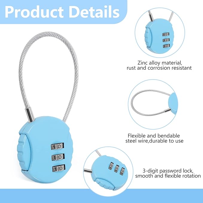 Moxweyeni 32 Pack Combination Wire Lock 3 Digit Small Combo Luggage Number Cable Padlock Outdoor Waterproof Resettable Lock for School Gym Locker Travel Backpack Suitcase Storage (Assorted Color)