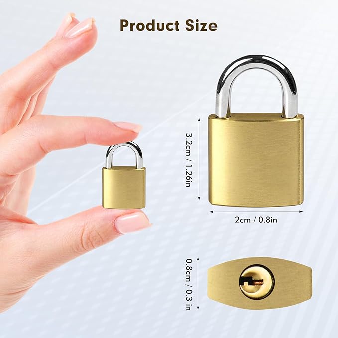 6 Pcs Copper Luggage Locks with Keys, Metal Keyed Pad Locks, School Gym Locker Lock, Suitcase Lock